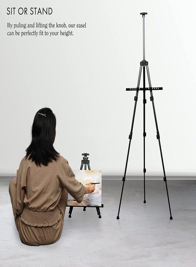 Artnery Portable Lightweight Tripod Easel for Professional Artists, Metal Display Easel Stand with Adjustable Height for Painting, Display and Advertisement Purposes - 5FT - Image 5