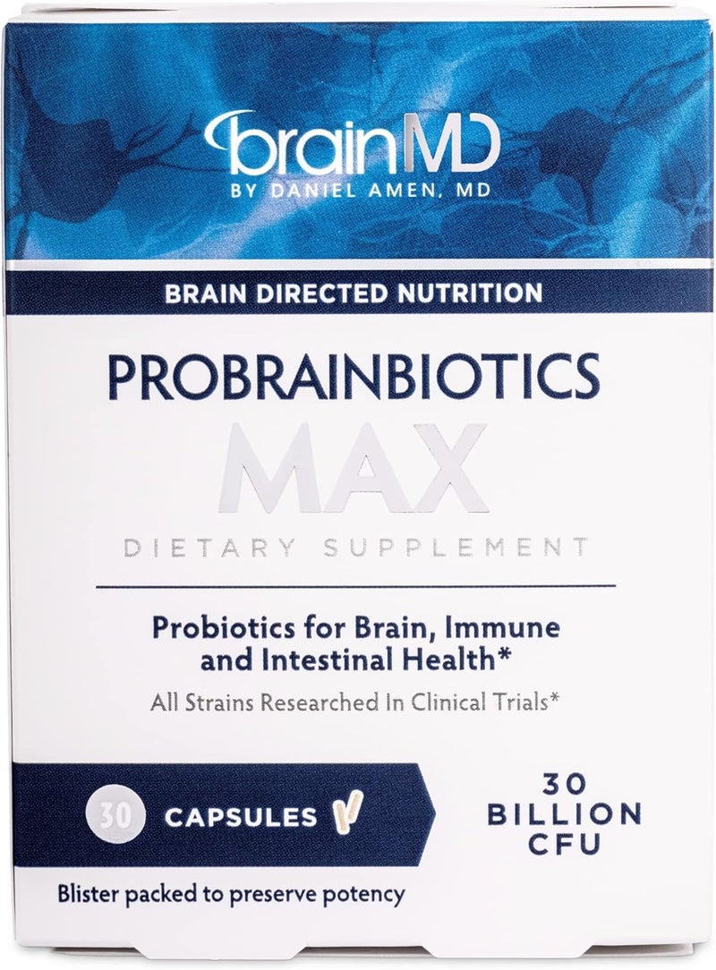 BRAINMD Dr Amen BrainMD ProBrainBiotics MAX  30 Capsules  Probiotics for Brain Immune  Intestinal Health  Gluten Free  30 Servings - Image 1