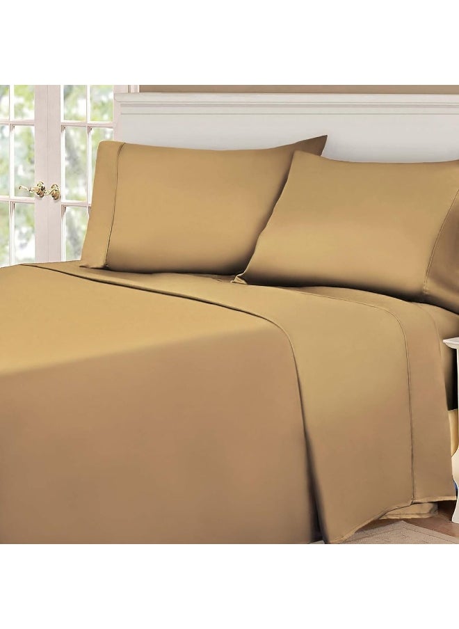 Superior Superior 530 Thread Count, Combed Cotton, Single Ply, California King 4-Piece Sheet Set, Solid, Cafe  - Image 1