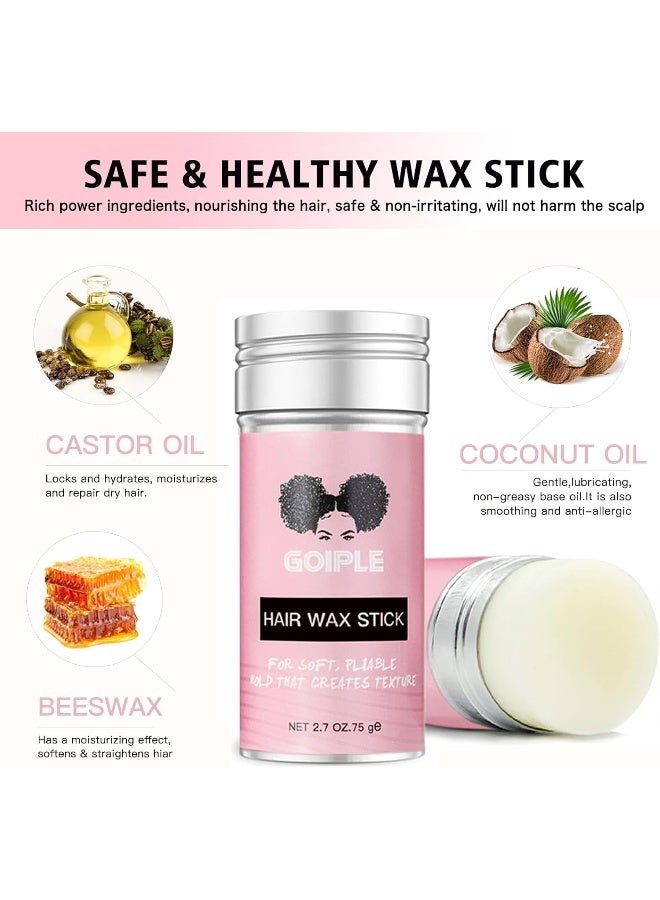 Goiple Wax Stick For Hair, Hair Pomade Stick Long-Lasting Styling Wax Stick, Hair Wax Stick Smoothing & Slick Stick For Hair Wigs, Styling Waxes For Fly Away & Edge Frizz Hair (2.7 Oz) - Image 2