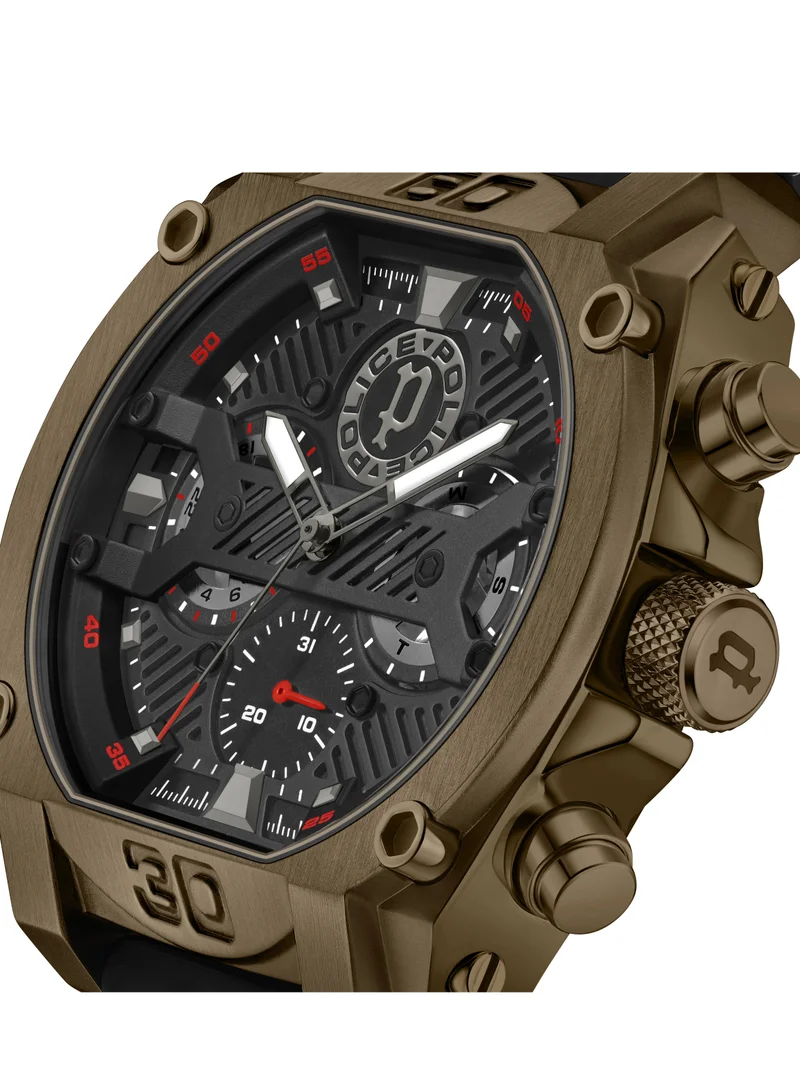 بوليس Norwood Black Sunray Dial Black Silicone Strap Gents Chronograph Watch With Stainless Steel Case