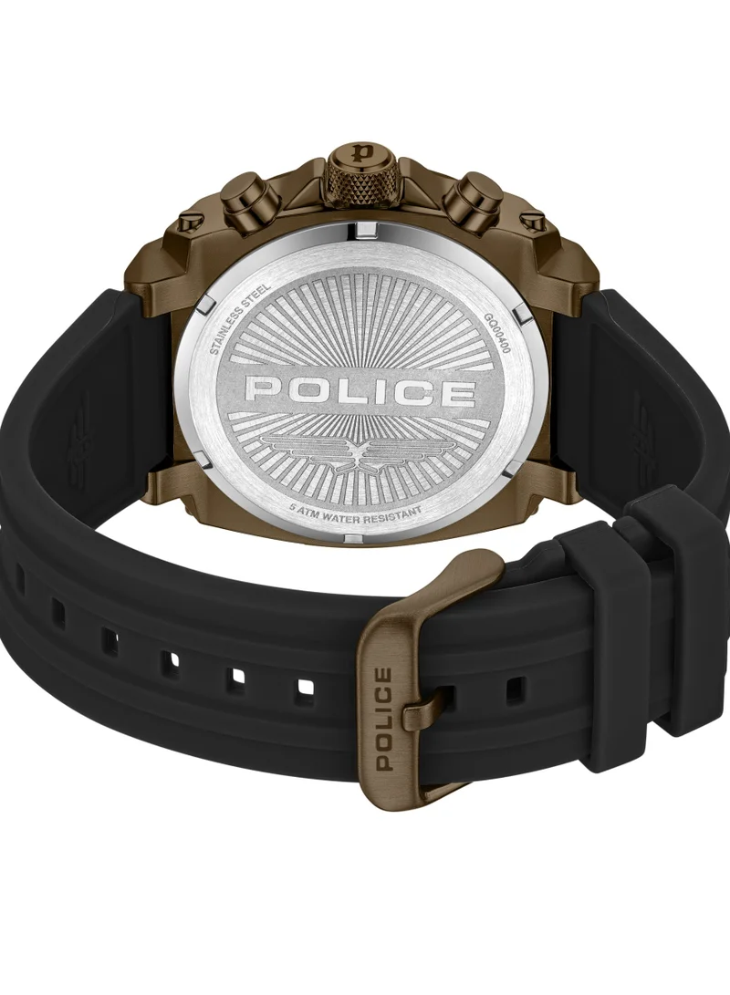 بوليس Norwood Black Sunray Dial Black Silicone Strap Gents Chronograph Watch With Stainless Steel Case