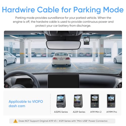VIOFO HK4 Acc Hardwire Cable USBC Hard Wire Cable for A329 seriesA229 seriesA119Mini2A139ProWM1T130 Dash Cam Low Voltage Protection for Parking Mode Fuse Tap Not Included - Image 3
