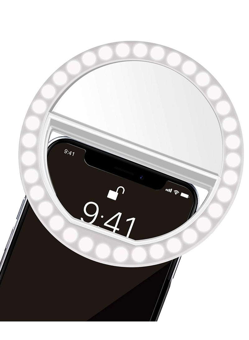 Selfie Ring Light, Rechargeable Portable Clip-on Selfie Fill Light with 36 LED for Smart Phone Photography, Camera Video, Girl Makes up (White-B, 36LED) - Image 2