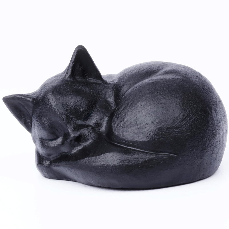 Ytbeoxk 2.1 Inch Black Obsidian Cat Crystal Statue  Healing Crystal Sleeping Cat Gemstones Decorations  Lucky Cute Kitten Figurines  Black Cat Gift Crystal Home Office Desk Decor for Cat Lover Woman - Image 1