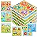 Melofaver 6PCS Wooden Toddler Puzzles Montessori Toys Peg Puzzles for 35 Kid Toddler Learning Educational Toys Kids Puzzle Dinosaur Farm Farm Animals Sea Animals Fruit Baby Puzzle Gift for Boys Girls - Image 2