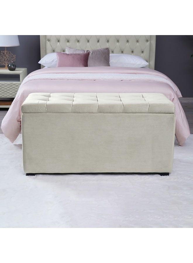 Pan Home Emirates Gigastorage Bench-Velvet~White - Image 1