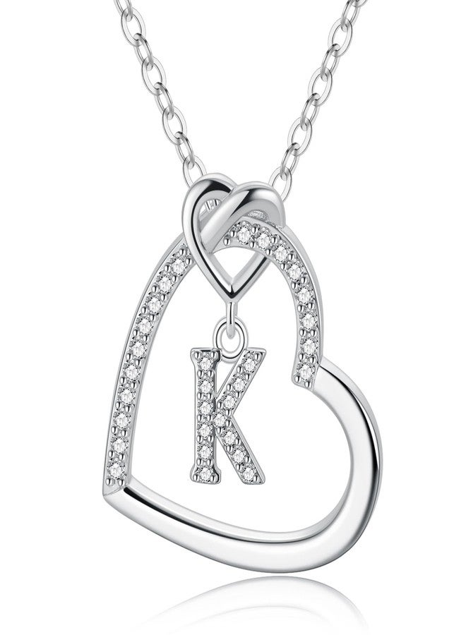 M MOOHAM Initial Necklace for Teen Girls Women, K Initial Necklaces for Girls' Jewelry, 6 7 8 9 10 11 12 13 14 15 16 Years Old Girl Birthday Gift, Personalized Gift Silver Letter Necklace for Girl - Image 1