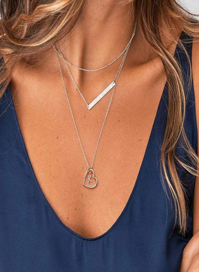 M MOOHAM Initial Necklace for Teen Girls Women, K Initial Necklaces for Girls' Jewelry, 6 7 8 9 10 11 12 13 14 15 16 Years Old Girl Birthday Gift, Personalized Gift Silver Letter Necklace for Girl - Image 4