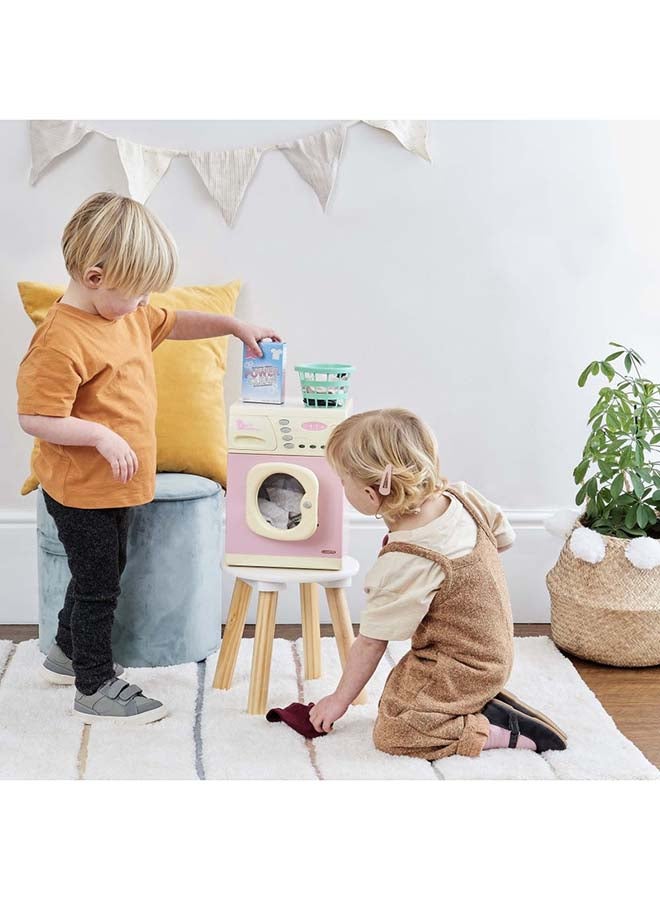 CASDON Electronic Washer: Toy Washer With Spinning Drum, Lights, Sounds, And Accessories. For Children Aged 3+, Pink - Image 5
