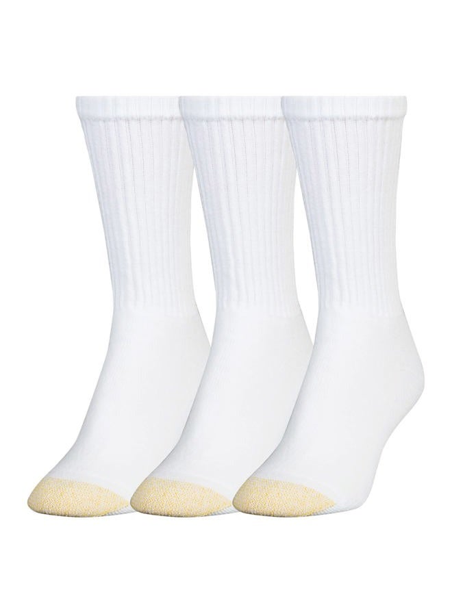 GOLDTOE Women's Ultratec Crew Socks, 3-Pairs, White, M - Image 1