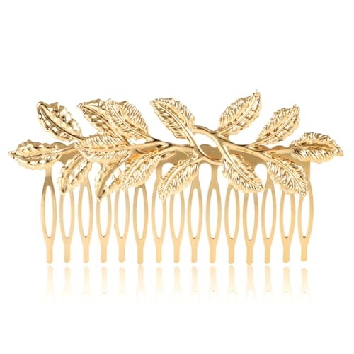 Peora Gold Plated Leaf Design Hair Comb Slides Elegant Hair Pin Stylish Fashion Jewellery Gift For Girls & Women - Image 1
