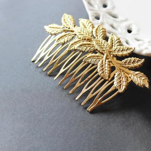 Peora Gold Plated Leaf Design Hair Comb Slides Elegant Hair Pin Stylish Fashion Jewellery Gift For Girls & Women - Image 3