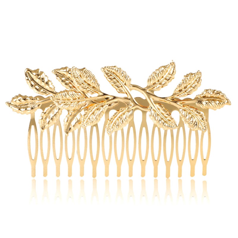 Peora Gold Plated Leaf Design Hair Comb Slides Elegant Hair Pin Stylish Fashion Jewellery Gift For Girls & Women - Image 4