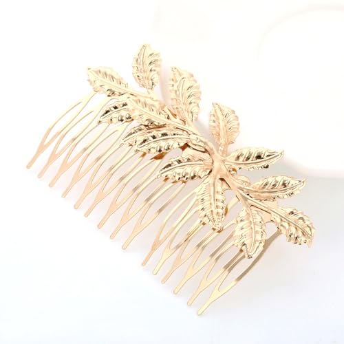 Peora Gold Plated Leaf Design Hair Comb Slides Elegant Hair Pin Stylish Fashion Jewellery Gift For Girls & Women - Image 5