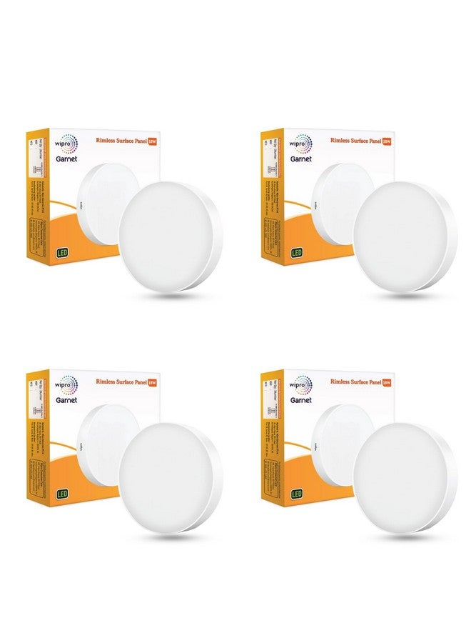 Wipro Polycarbonate Garnet 18W Rimless Round LED Surface Panel|Cool White Light (6500K)|Elegant Rimless Design for Wider Spread of Light|Surface Mounted LED Down Light for Ceiling|Pack of 4, - Image 1