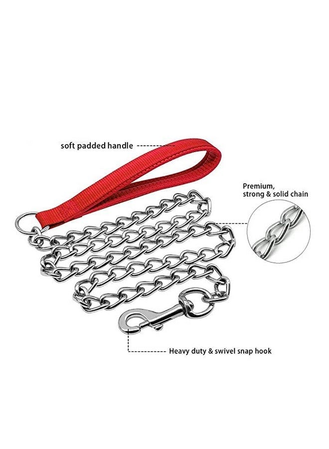 مقود كلب شديد التحمل، سلسلة كلاب من الفولاذ المقاوم للصدأ بمقبض مبطن للكلاب الصغيرة والمتوسطة والكبيرة - أزرق - Image 2