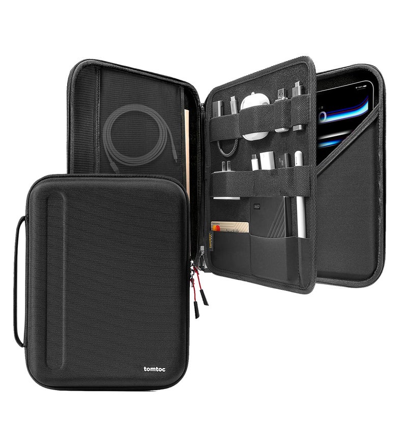 tomtoc Portfolio for iPad Pro 12.9-Inch 2022/2021/2020,Protective Sleeve with Accessories Pocket,Carrying Storage Bag for iPad Pencil/Adapter/Hubs/Cables/Magic Keyboard,Fits Surface Pro 12.3,Black - Image 1