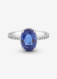 Pandora Violet Pandora Timeless Women's Classic Cube Zirconia 925 Silver Blue Gemstone Ring Birthday Gift 190056C01  - Image 4
