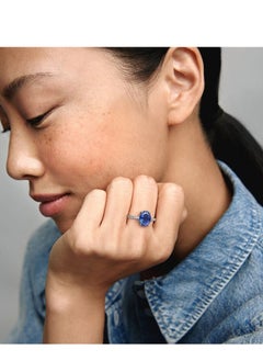 Pandora Violet Pandora Timeless Women's Classic Cube Zirconia 925 Silver Blue Gemstone Ring Birthday Gift 190056C01  - Image 2