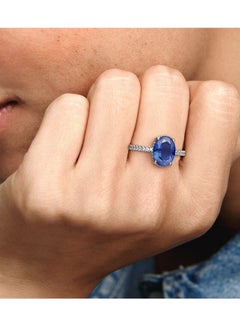 Pandora Violet Pandora Timeless Women's Classic Cube Zirconia 925 Silver Blue Gemstone Ring Birthday Gift 190056C01  - Image 3