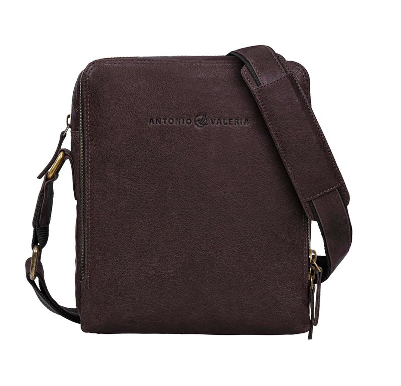 ANTONIO VALERIA Alex Washed Brown Leather Crossbody Bag - Image 2