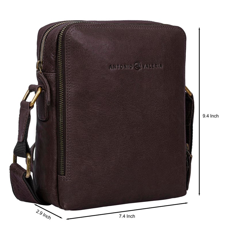 ANTONIO VALERIA Alex Washed Brown Leather Crossbody Bag - Image 3