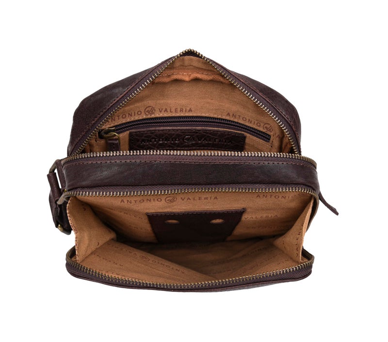 ANTONIO VALERIA Alex Washed Brown Leather Crossbody Bag - Image 4