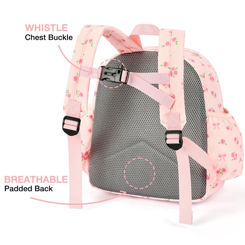 STEAMEDBUN Corduroy Toddler Backpack for Girls 2-4: Kids backpack for Boys Girls - 12 inch Preschool Kindergarten Backpacks - Rose - Image 3