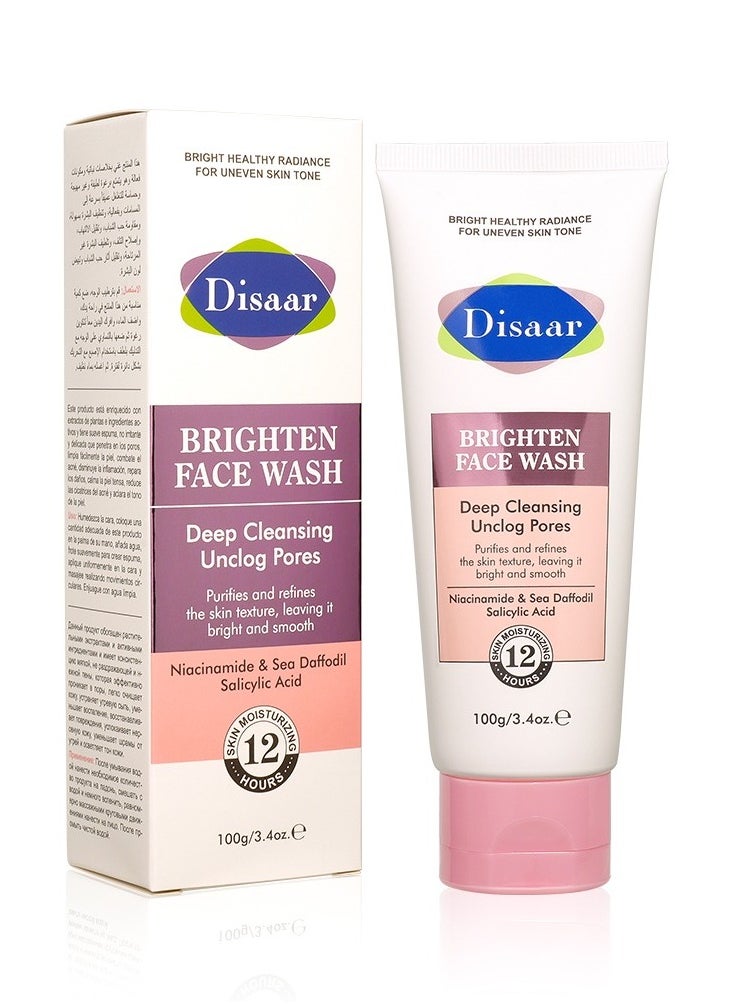 Brighten Face Wash Deep Cleansing Unclog Pores Niacinamide And Sea Doffodil Salicylic Acid 100 g