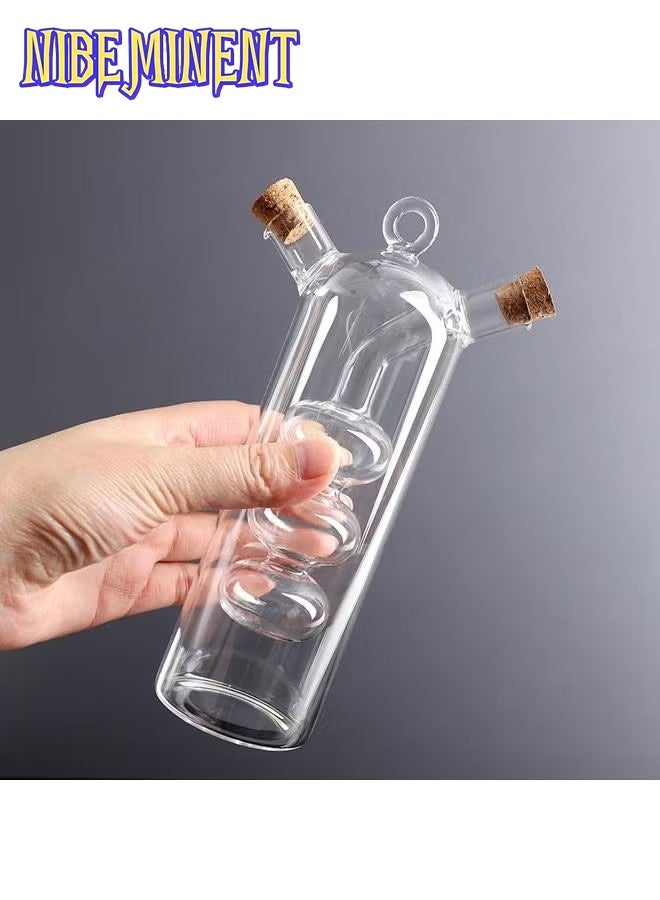 NIBEMINENT موزع زيت/خل مزدوج مقاوم للحرارة من الزجاج المصغر لتزيين المنزل، مصباح زيت، مزهرية - Image 1