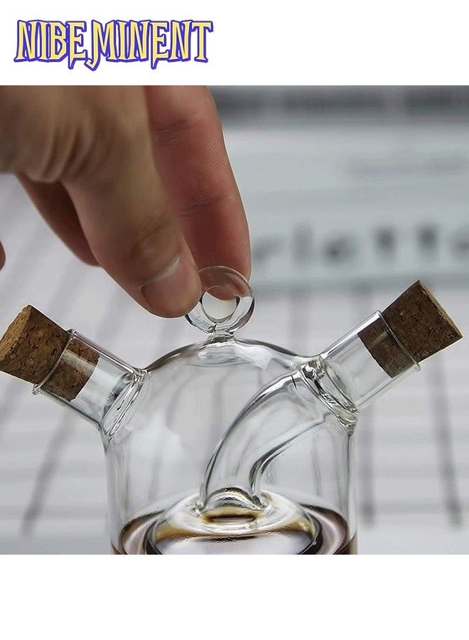 NIBEMINENT موزع زيت/خل مزدوج مقاوم للحرارة من الزجاج المصغر لتزيين المنزل، مصباح زيت، مزهرية - Image 4