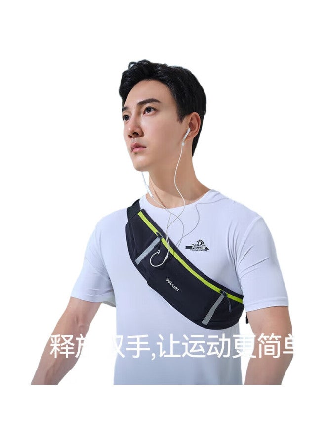 PELLIOT Cycling Waist Pack, Sports Running Multifunctional Phone Bag, Water-Resistant Crossbody Chest Bag For Men And Women, 16202612 Black - Image 1