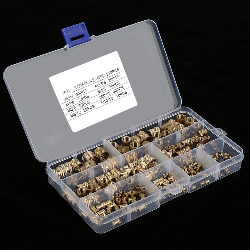210pcs Brass Cylinder Knurled Threaded Round Insert Embedded Nuts, Knurled Nut Set, Brass Nut with Knurled for Secure Installation, Includes - Image 5