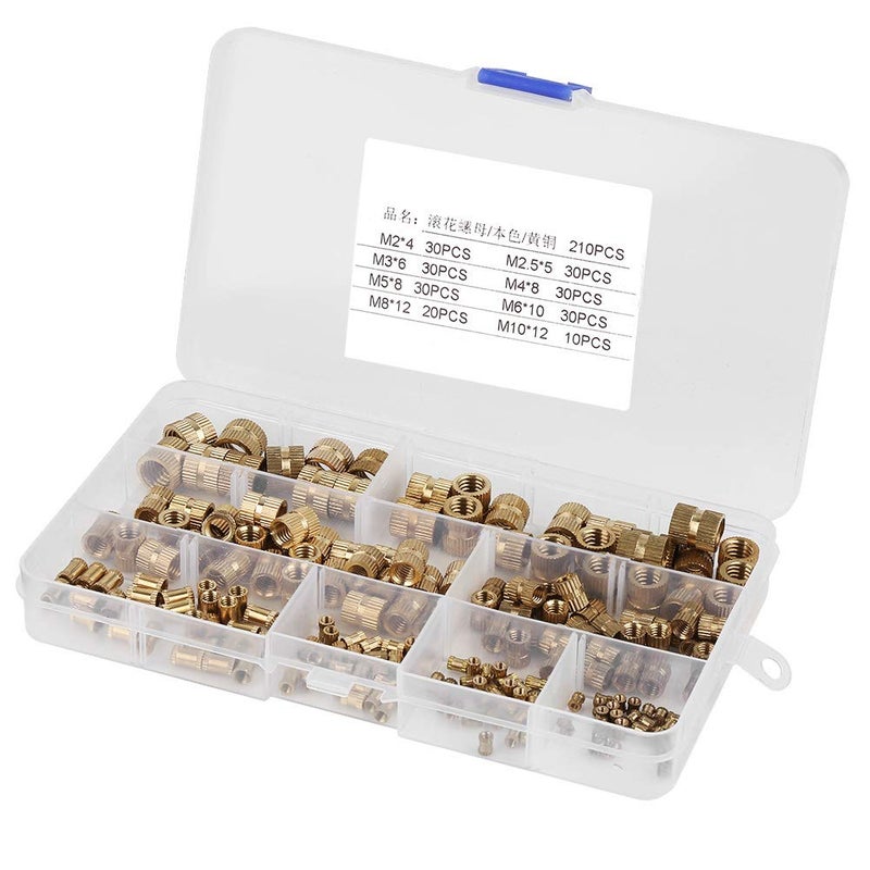 210pcs Brass Cylinder Knurled Threaded Round Insert Embedded Nuts, Knurled Nut Set, Brass Nut with Knurled for Secure Installation, Includes - Image 4