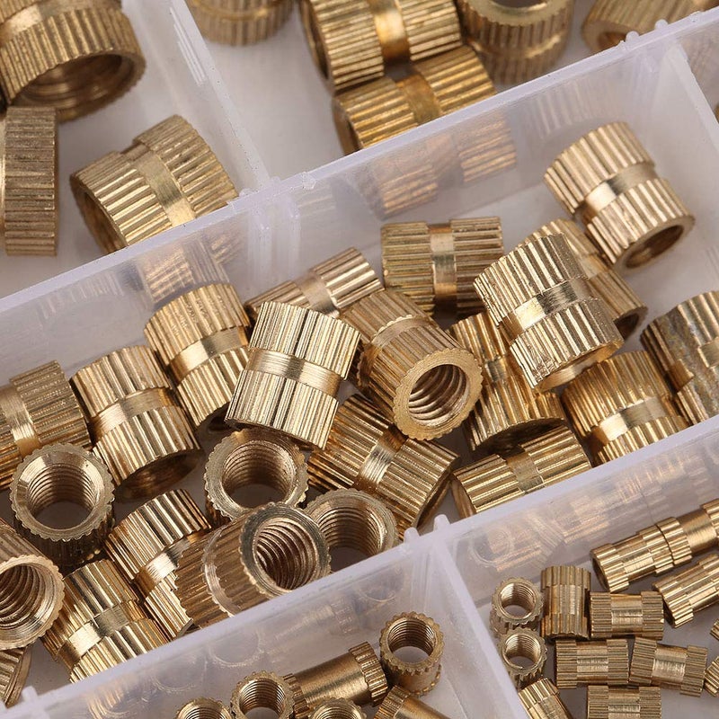 210pcs Brass Cylinder Knurled Threaded Round Insert Embedded Nuts, Knurled Nut Set, Brass Nut with Knurled for Secure Installation, Includes - Image 2