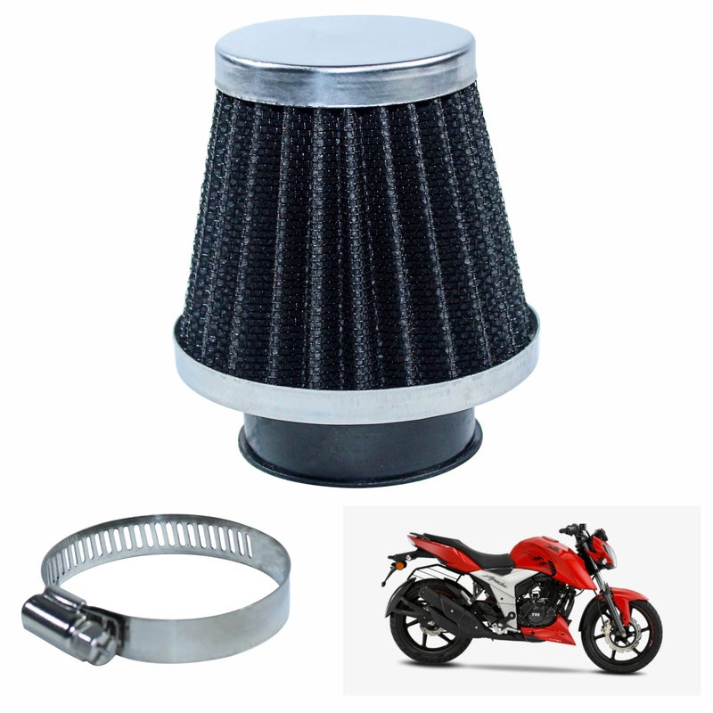 Asryd Motorcycle Air Filter Pods, Motorcycle Air Filter 42mm Round Tapered Clamp-on Pod Intake Filter Cleaner For TVS Apache 160 4v (Pack of 1), BLACK - Image 5