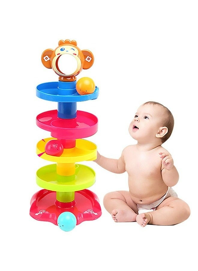 RollsTimi  Early Childhood Education Track Rolling Golfer Catching The Ball Stacking Tower Toy 18x18x41cm - Image 1