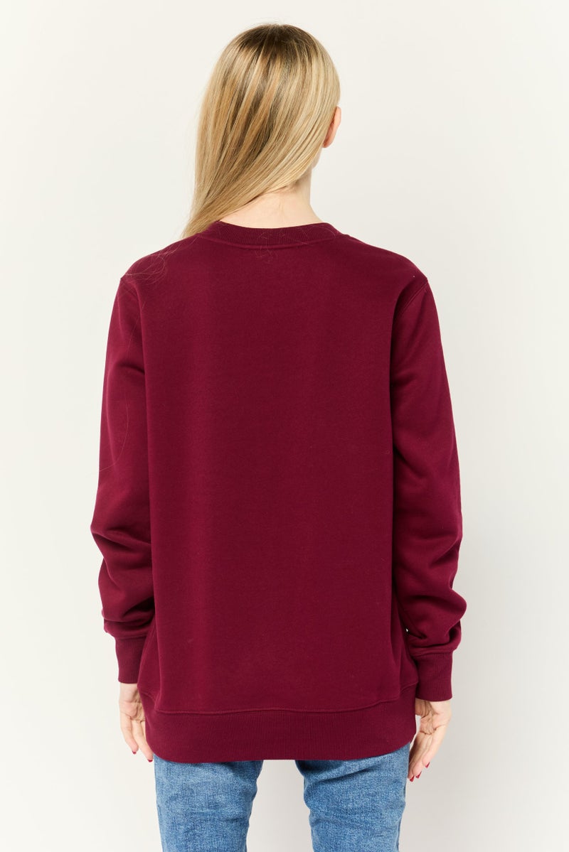 Michael Kors Women Crew Neck Brand Logo Long Sleeve Sweatshirt, Maroon - Image 4