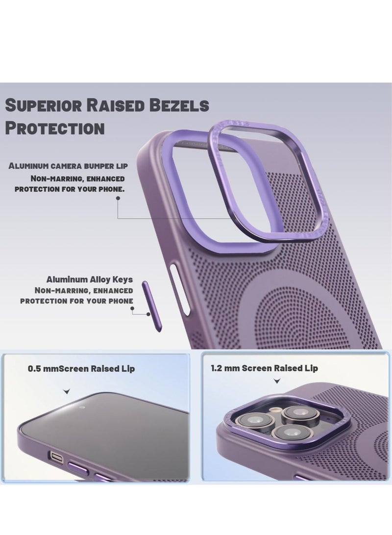 كابتن تيك Anti-Fingerprint/Skid Cover, Heat Dissipation Case for iPhone 14 Pro Max Case with MagSafe Mesh Breathable Cooling Magnetic Case for iPhone 14 Pro Max, Deep Purple - Image 4