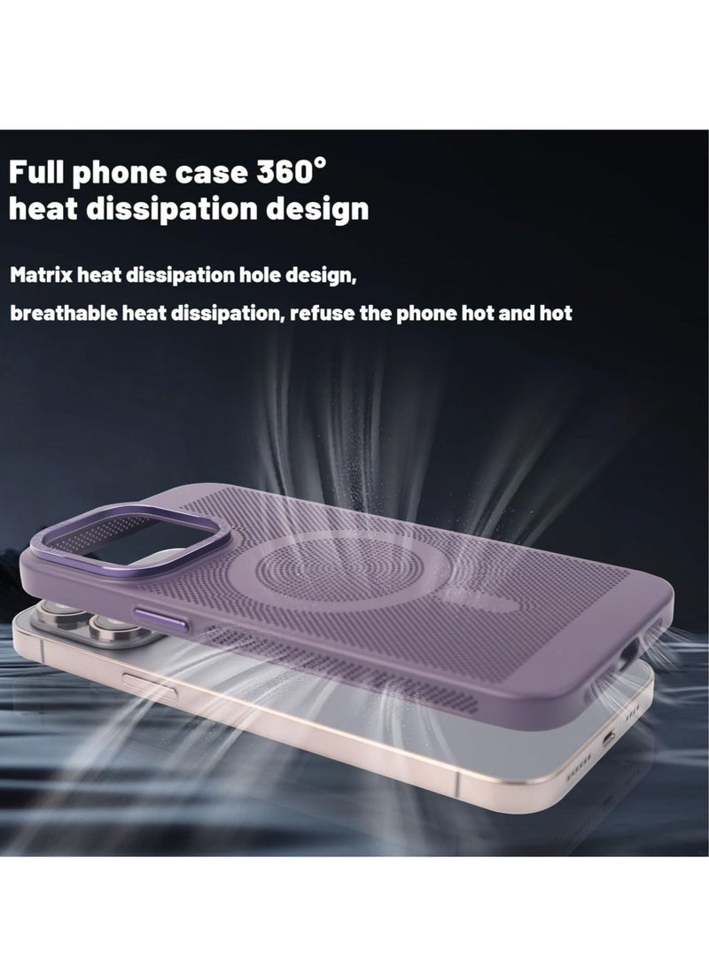 كابتن تيك Anti-Fingerprint/Skid Cover, Heat Dissipation Case for iPhone 14 Pro Max Case with MagSafe Mesh Breathable Cooling Magnetic Case for iPhone 14 Pro Max, Deep Purple - Image 2