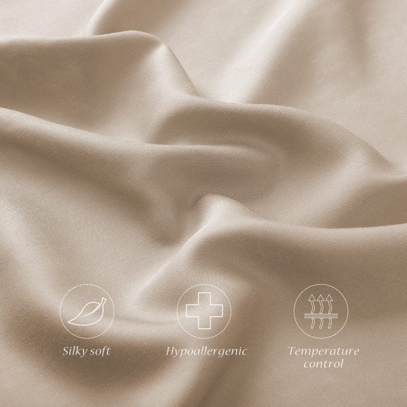 ELIBABA Cooling Curved Pillow Cases - Rayon Derived from Bamboo Side Sleeper Pillowcase Cover - Breathable Cool Silky Soft Pillowcase for Hot Sleepers Hair and Skin  King Size 1 Piece  20 * 36 Inches Taupe - Image 3