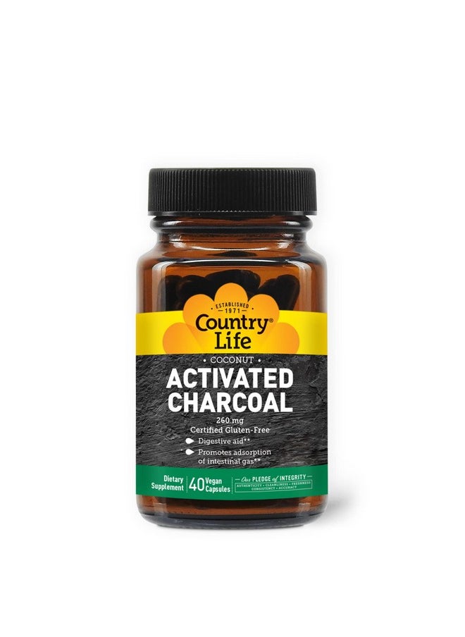 Country Life - Activated Charcoal Digestive Aid 260Mg 40 Vegan Capsules Certified Gluten Free Certified Vegan Nongmo Verified - Image 1