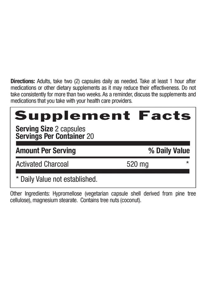 Country Life - Activated Charcoal Digestive Aid 260Mg 40 Vegan Capsules Certified Gluten Free Certified Vegan Nongmo Verified - Image 1