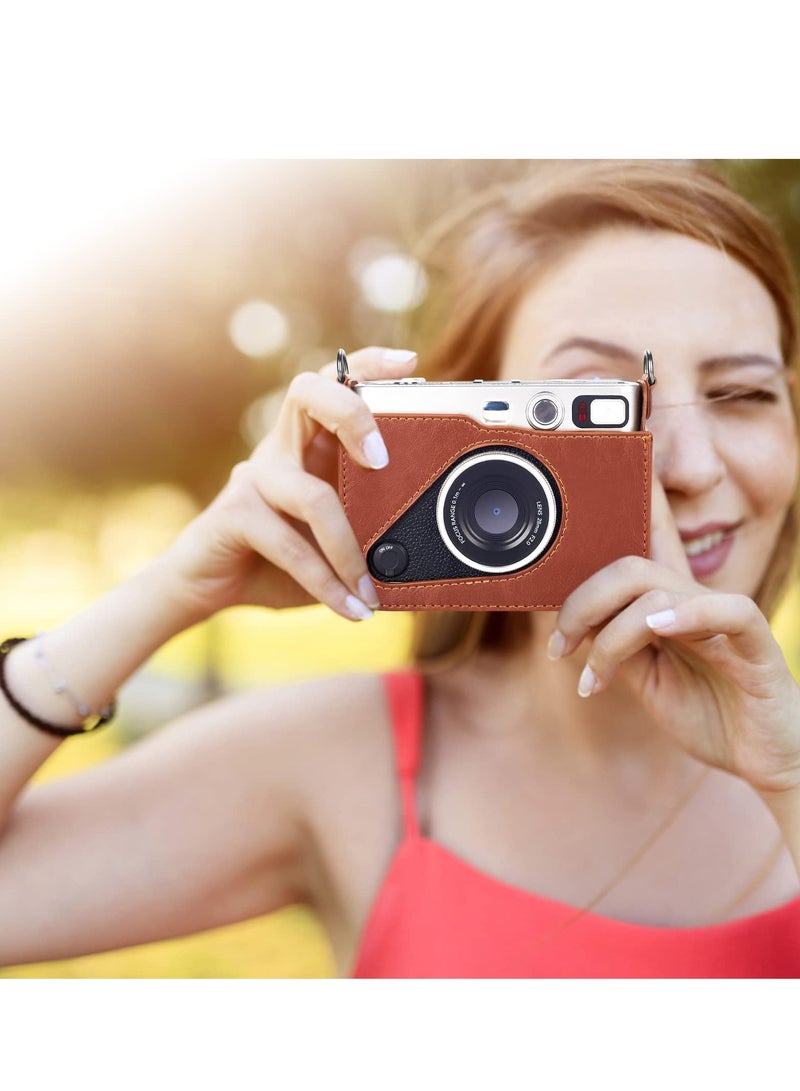 KASTWAVE Protective Case Compatible with Fujifilm Mini EVO Hybrid Instant Camera-PU Leather Bag with Adjustable Shoulder Strap (Brown) - Image 3