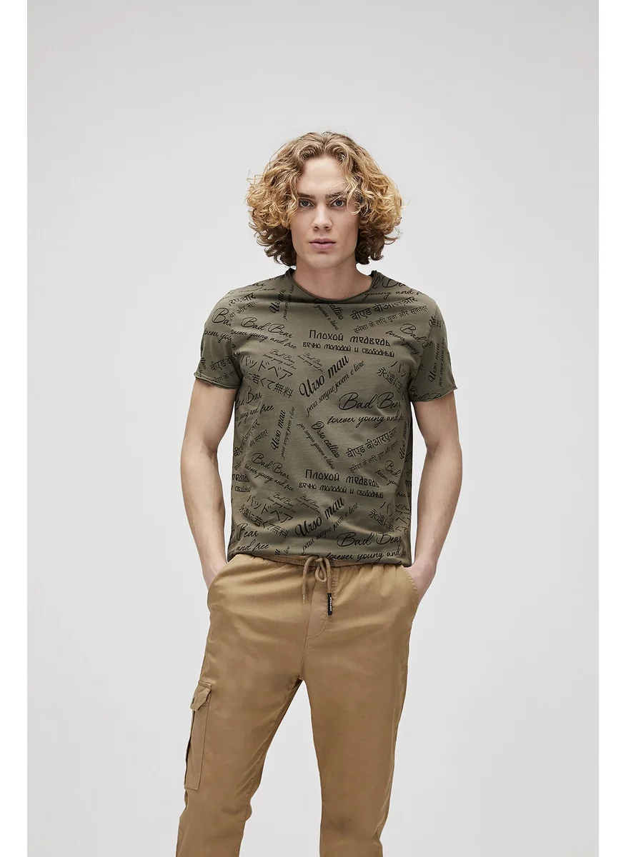 باد بير Men's Khaki Crew Neck T-Shirt