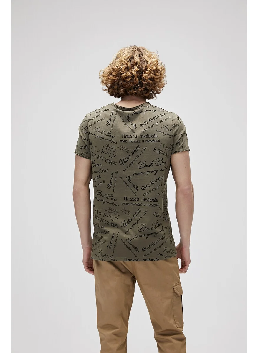 باد بير Men's Khaki Crew Neck T-Shirt