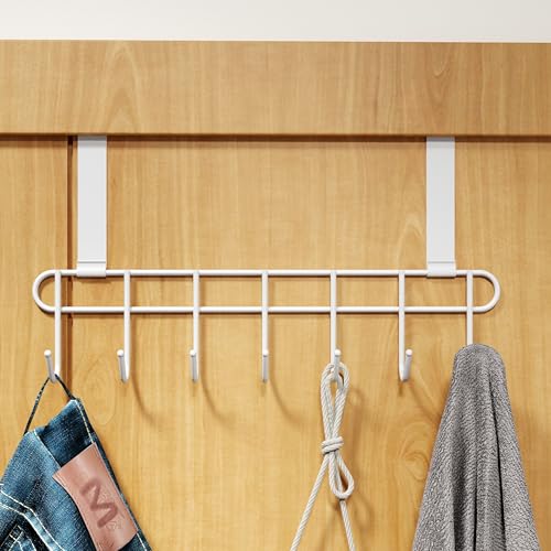 RIOMAX Multifunctional Over The Door Hook Hanger Organizer/Wall Hook Rack for Hanging Clothes, Towel Hanger, Kitchen Hanger, Bathroom Hanger - (7 Hook) (Pack of 1) (White) - Image 1
