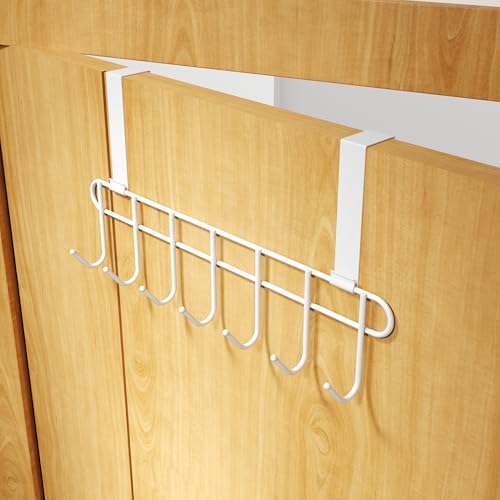 RIOMAX Multifunctional Over The Door Hook Hanger Organizer/Wall Hook Rack for Hanging Clothes, Towel Hanger, Kitchen Hanger, Bathroom Hanger - (7 Hook) (Pack of 1) (White) - Image 4
