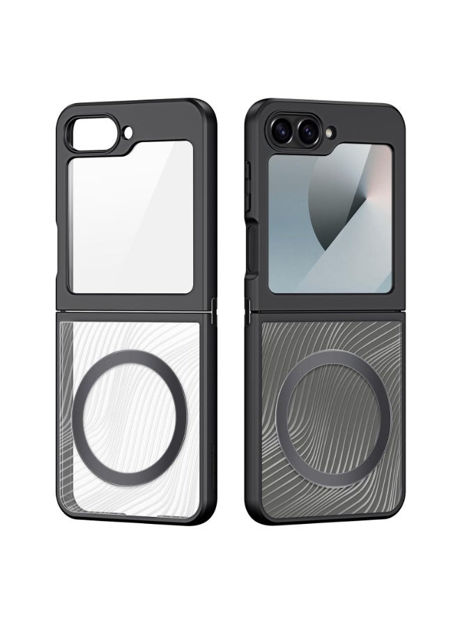 عام Magnetic Case for Samsung Galaxy Z Flip 7 FE 5G, Flowing Lines Matte Frosted Clear Back Cover Anti-Fingerprint PC+TPU Shockproof Cover for Galaxy Z Flip7 FE - Image 1